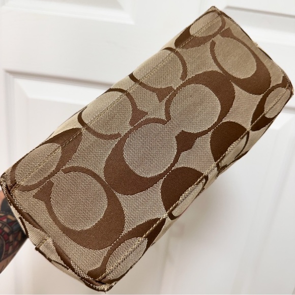 Coach Signature Stripe Vintage Tote Canvas with Burgundy Leather Trim - Picture 6 of 10